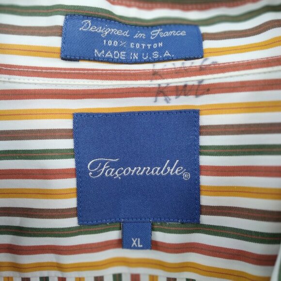 Faconnable Women's XL Striped Button Down Shirt Long Sleeve Cotton Made in USA - Picture 5 of 8